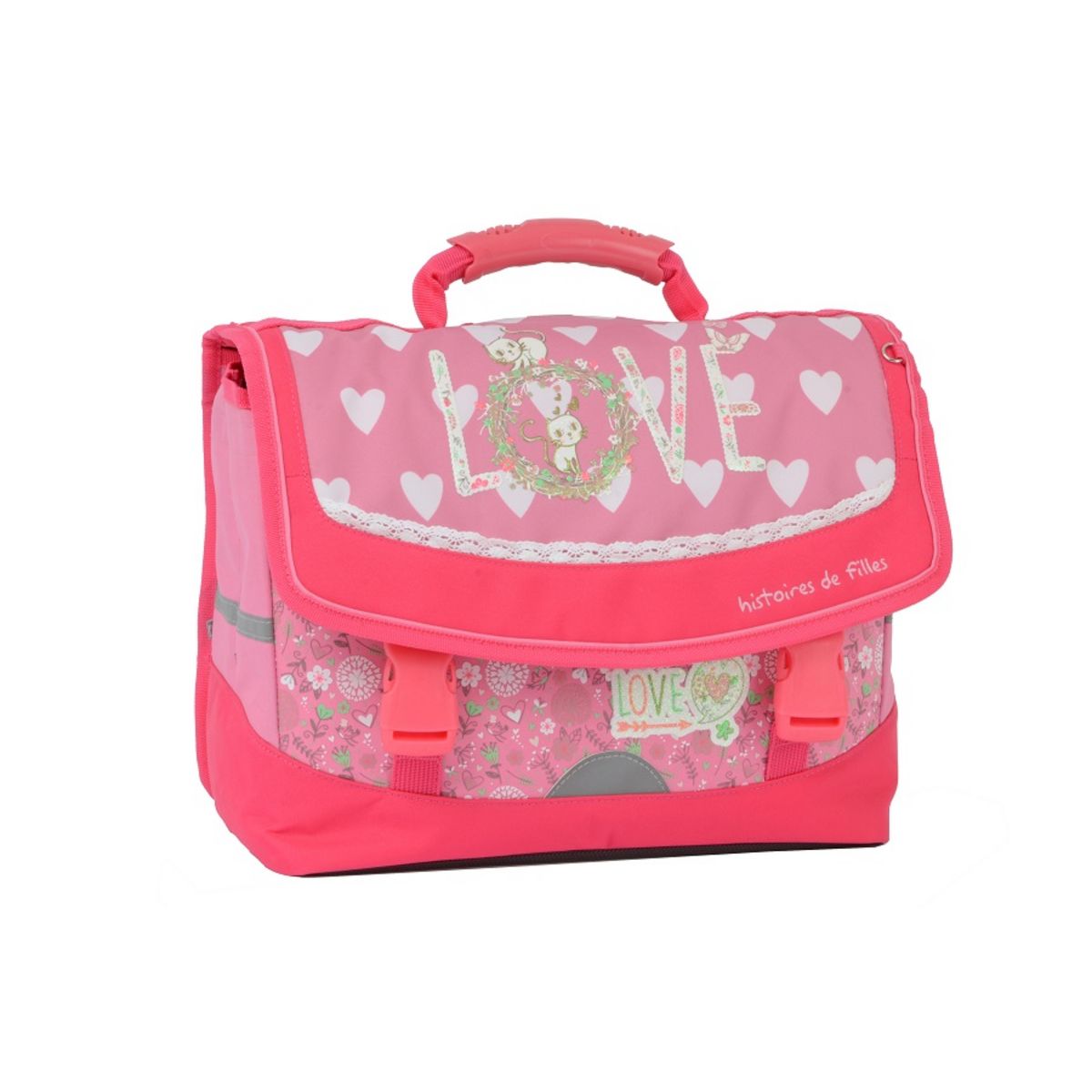AUCHAN Cartable 38 cm Cats and love - Histoire de filles