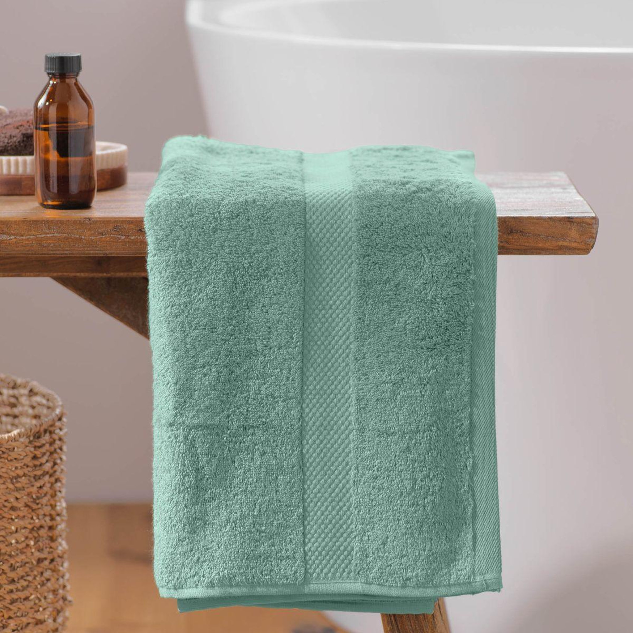 Voir la diapositive 5 : Douceur d'Intérieur Serviette de Toilette  Elegance  50x90cm Céladon