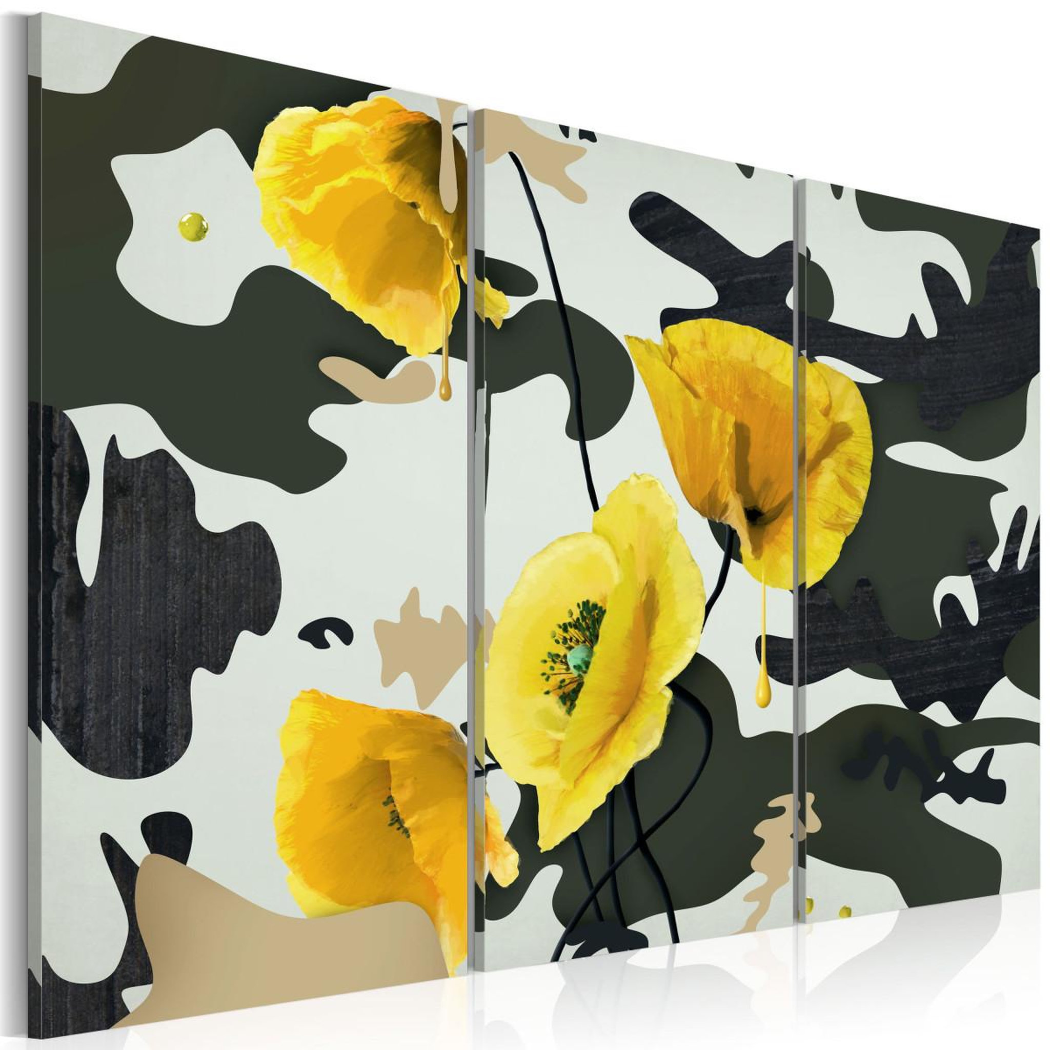 Voir la diapositive 1 : Paris Prix Tableau Imprimé 3 Panneaux  Coquelicots Peints