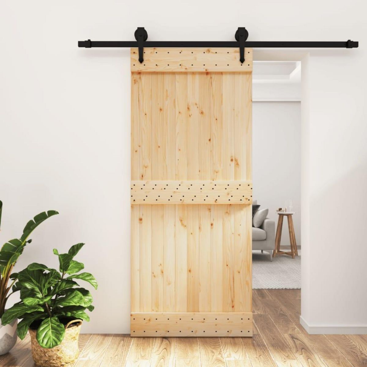 VIDAXL Porte coulissante et kit de quincaillerie 90x210 cm pin massif