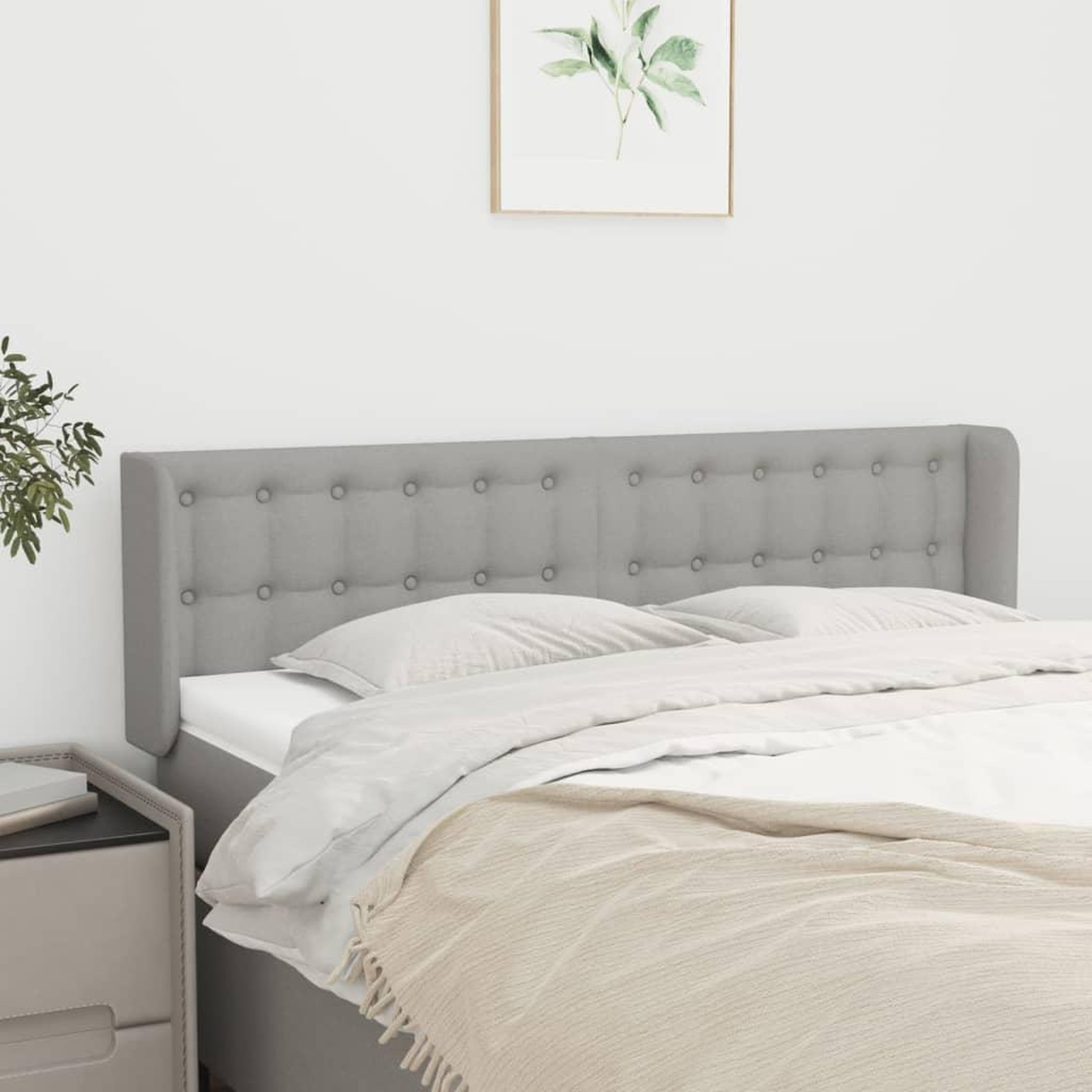 Voir la diapositive 1 : VIDAXL Tete de lit avec oreilles Gris clair 147x16x78/88 cm Tissu