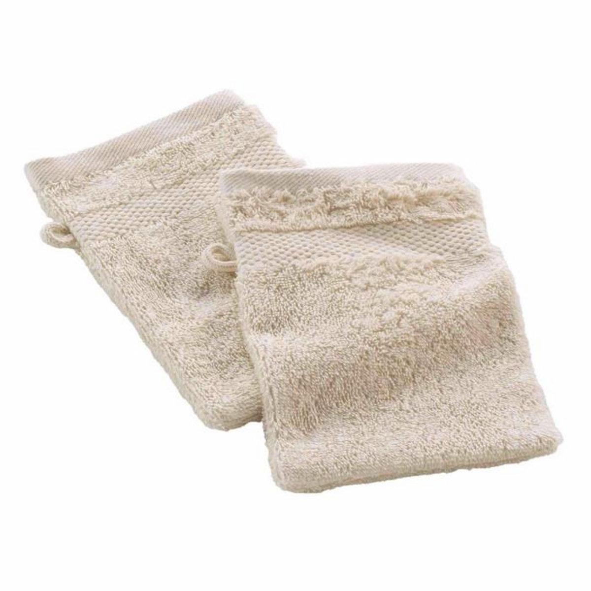 Paris Prix Lot de 2 Gants de Toilette  Elegance  15x21cm Sable