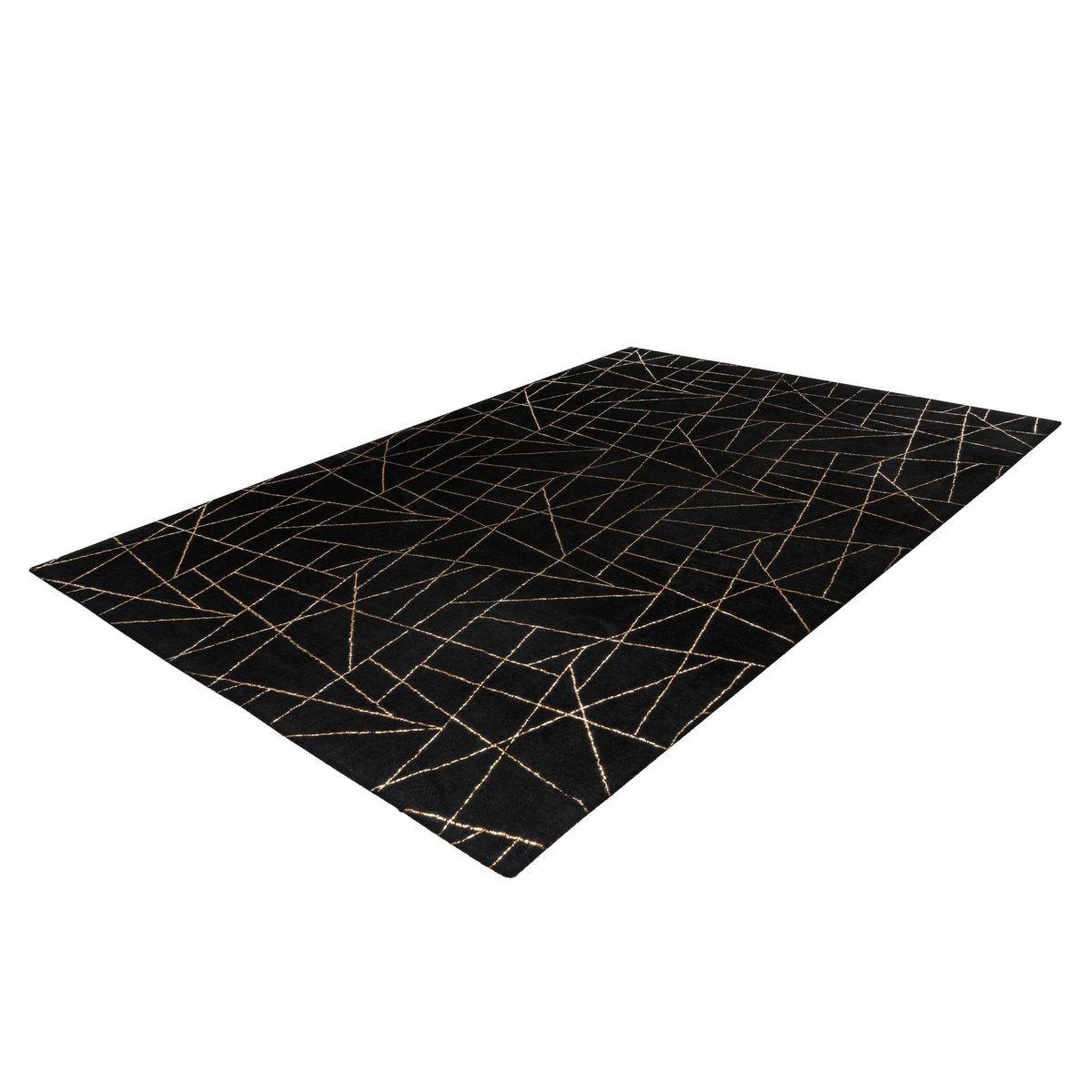 Voir la diapositive 4 : Paris Prix Tapis géométrique à poils longs  bijou  noir & or