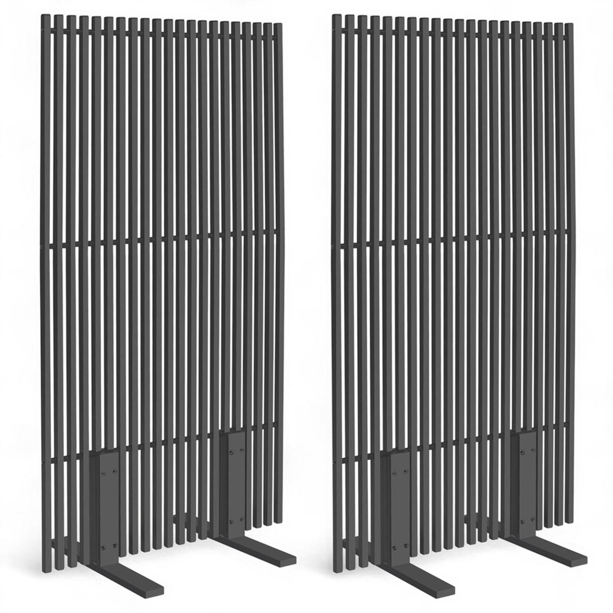 ID MARKET Lot de 2 paravents extérieurs ajourés claustra décoratif 80 x 150 cm métal gris anthracite