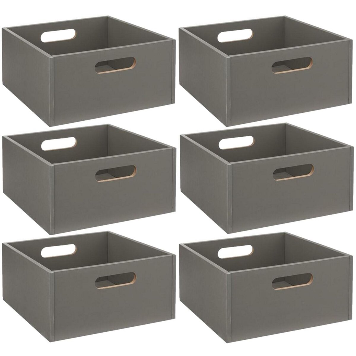 TOILINUX Lot de 6 Boîtes de rangement carrée en MDF - L. 31 x H. 15 cm - Vert de gris