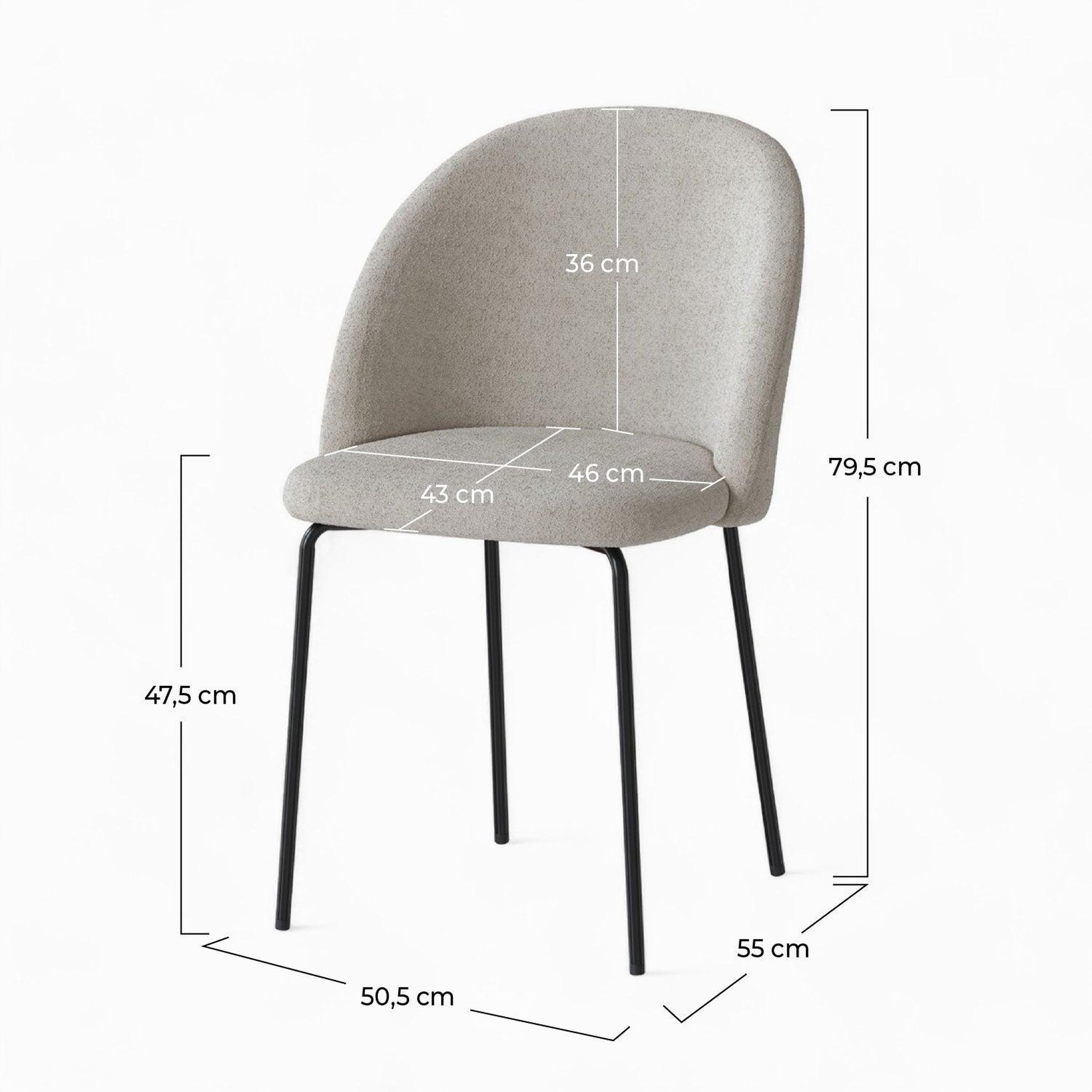 Voir la diapositive 4 : MAISON PAVANE Lot de 2 chaises en tissu bouclette beige-karl
