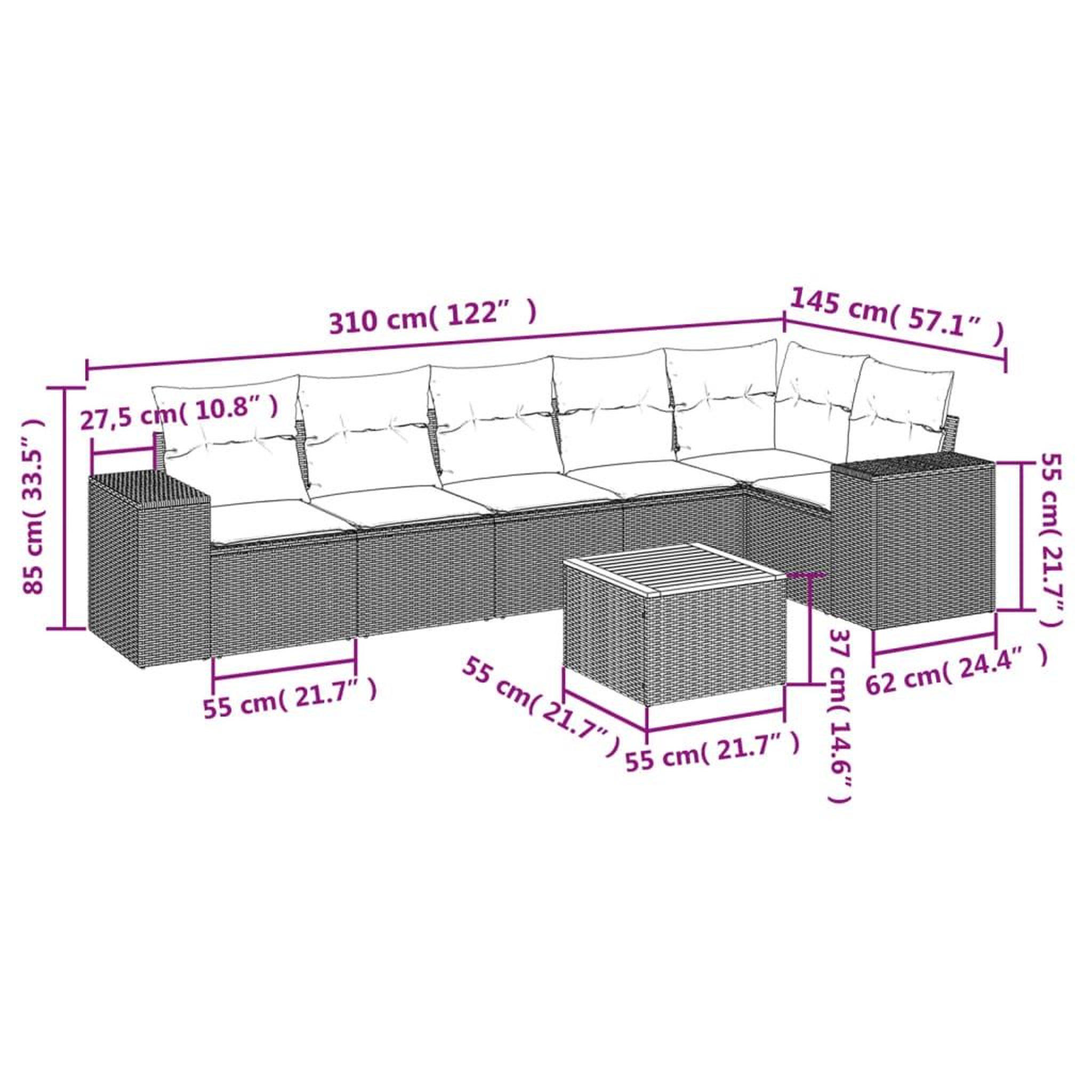 Voir la diapositive 4 : VIDAXL Salon de jardin avec coussins 7 pcs gris resine tressee