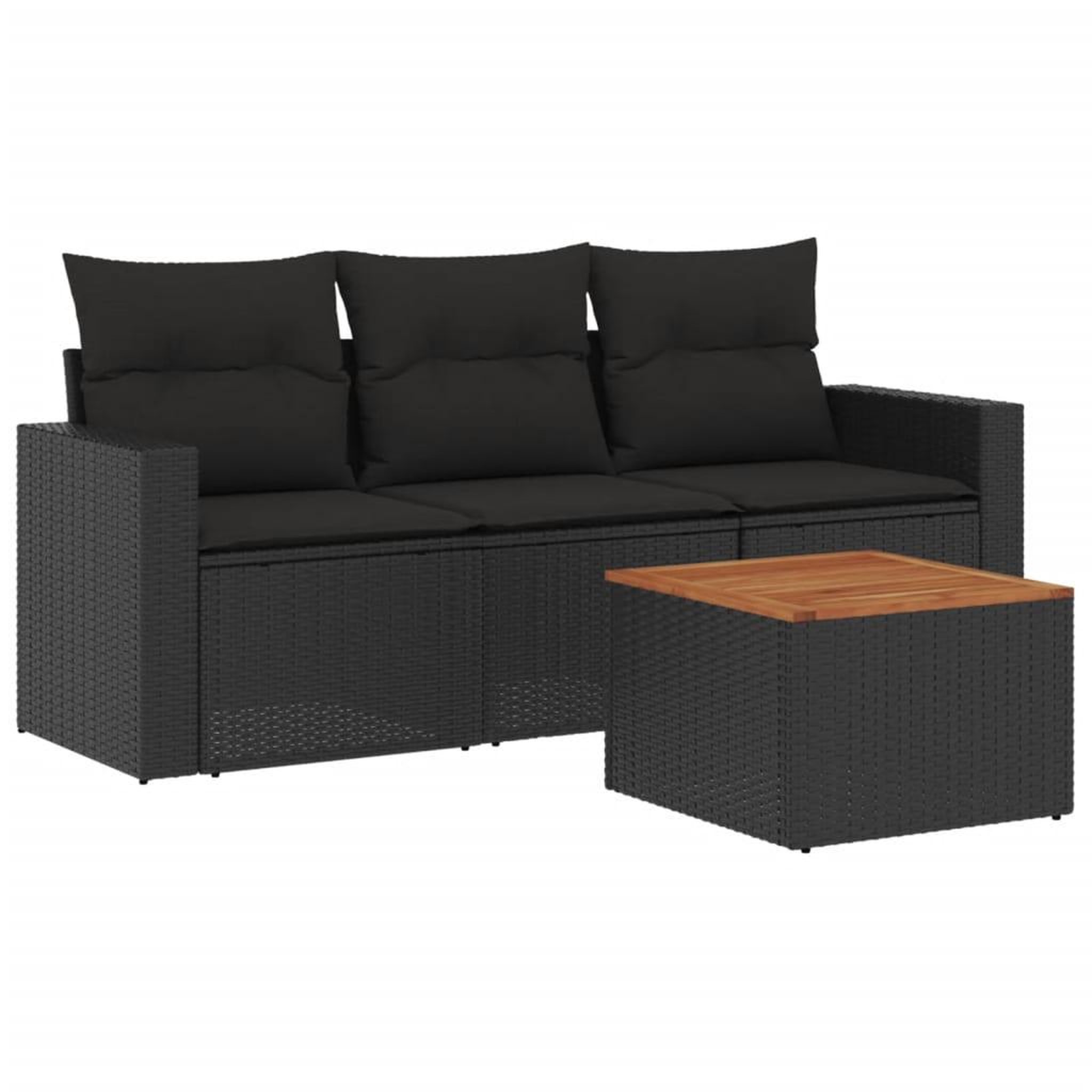 Voir la diapositive 2 : VIDAXL Salon de jardin 4 pcs avec coussins noir resine tressee