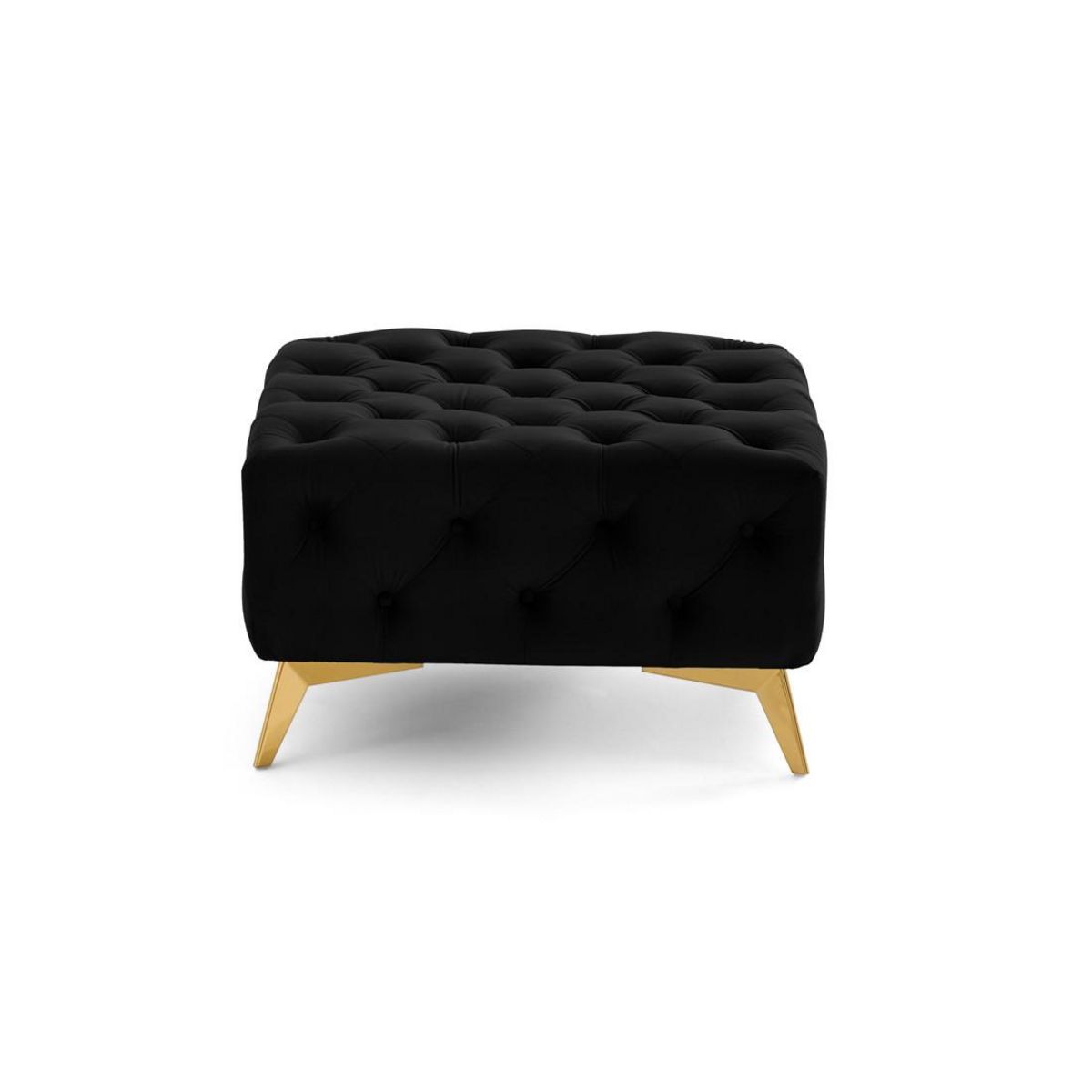 LISA DESIGN Camden - pouf chesterfield en velours - pieds en métal doré