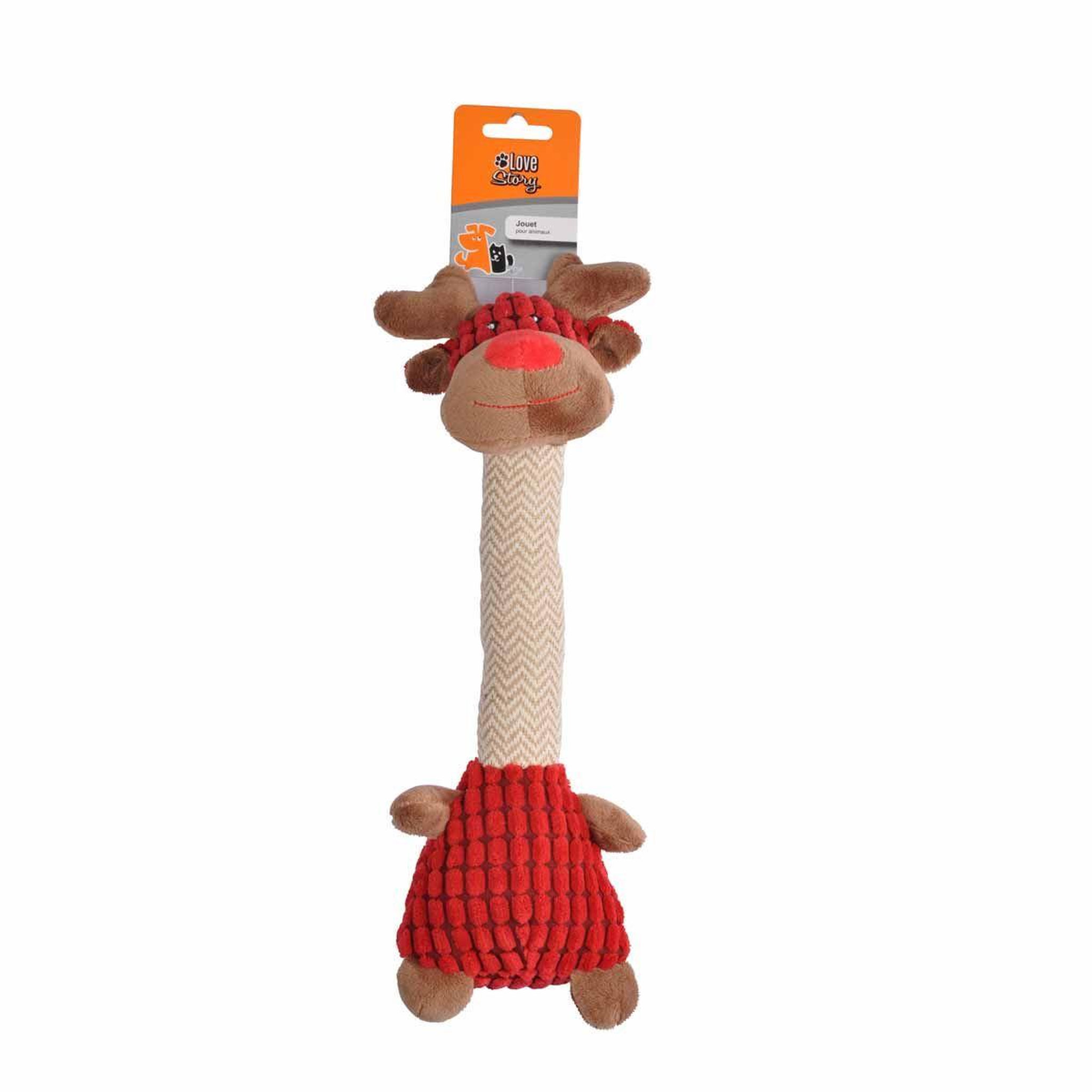 Voir la diapositive 2 : LOVE STORY Peluche pour chien  girafe  32cm rouge
