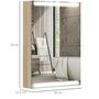 Voir la diapositive 3 : HOMCOM Armoire murale salle de bain  1 porte miroir lumineux LED intégré 50 x 70 cm 2 étagères verre effet bois