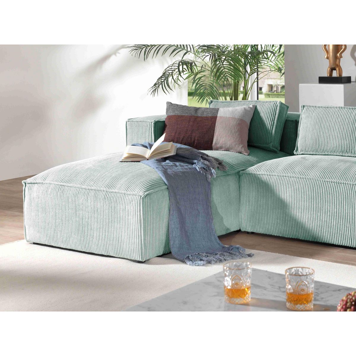 LISA DESIGN Stella - canapé d'angle - en velours côtelé - 4 places -style contemporain - gauche