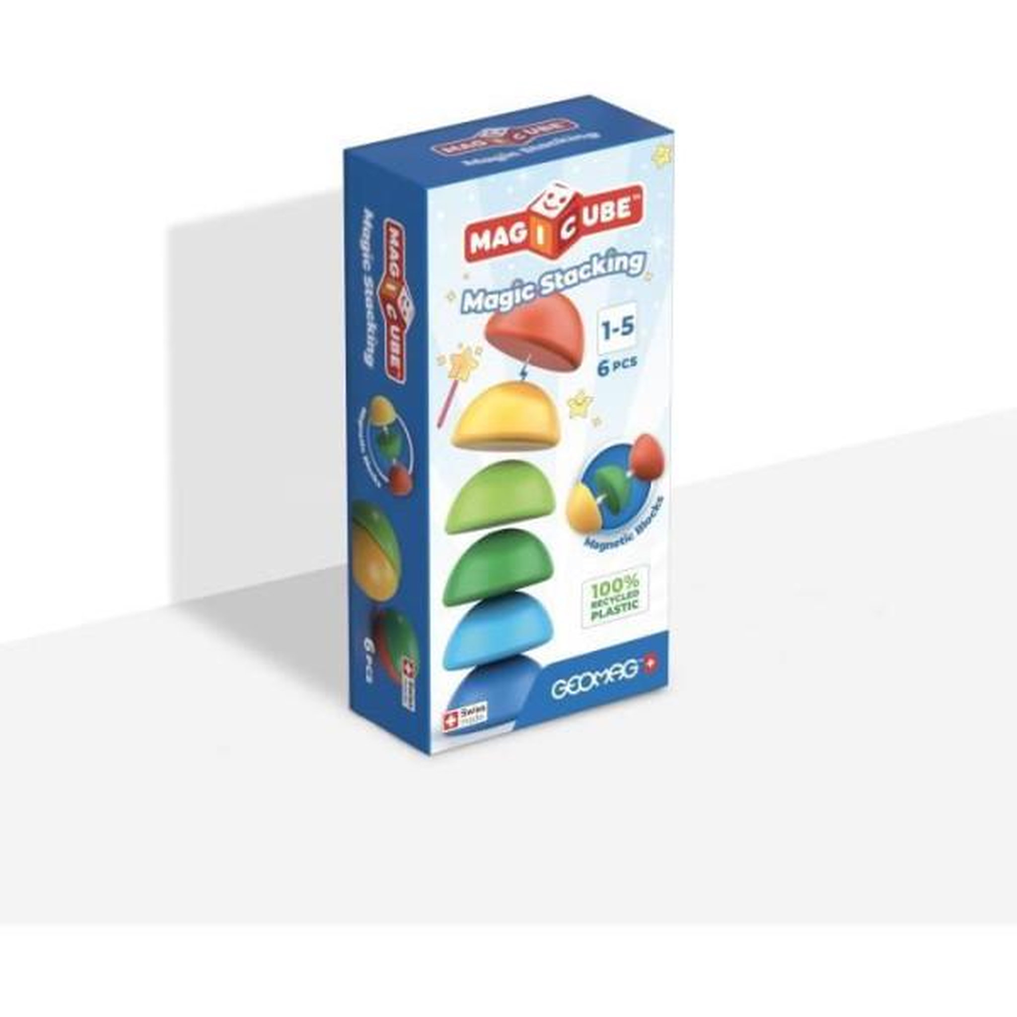 Geomag Blocs magnétiques - GEOMAG - Magicube 060 - 6 pieces - Empilables - Plastique recyclé