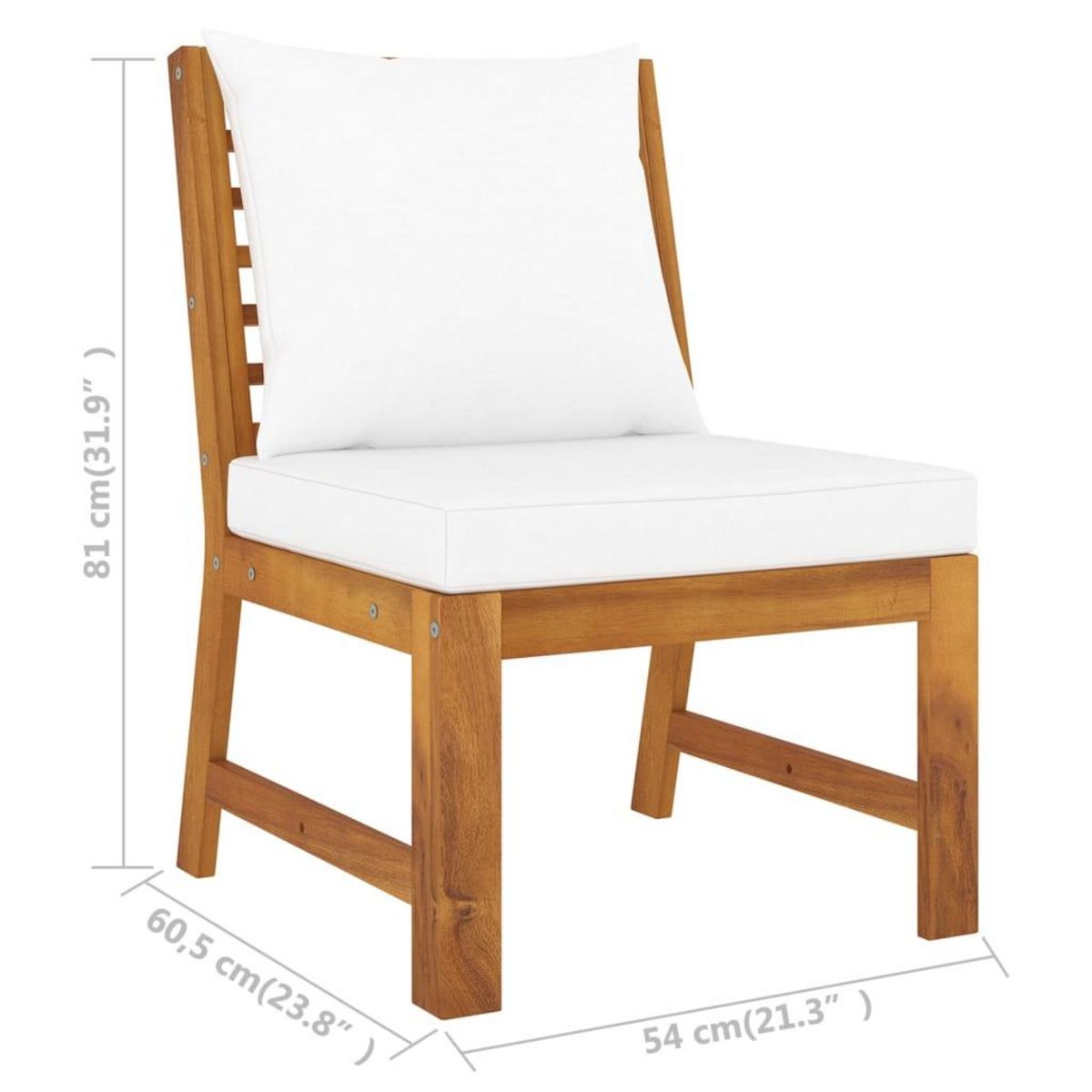 VIDAXL Canape central sectionnel et coussin creme Bois d'acacia massif