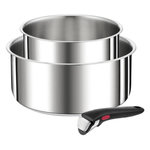 TEFAL Série de 2 casseroles inox 16/20cm + poignée - L9739302