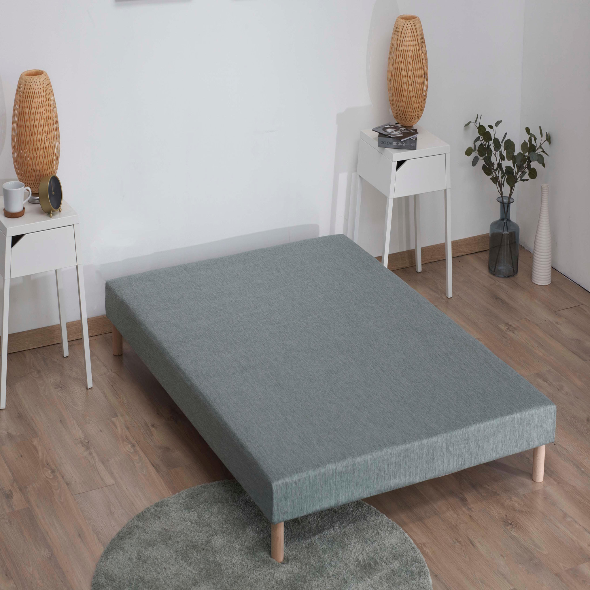 Voir la diapositive 6 : Ensemble matelas 792 Ressorts 7 zones Face hiver/été + sommier vert Céladon 160x200 cm HYGGE