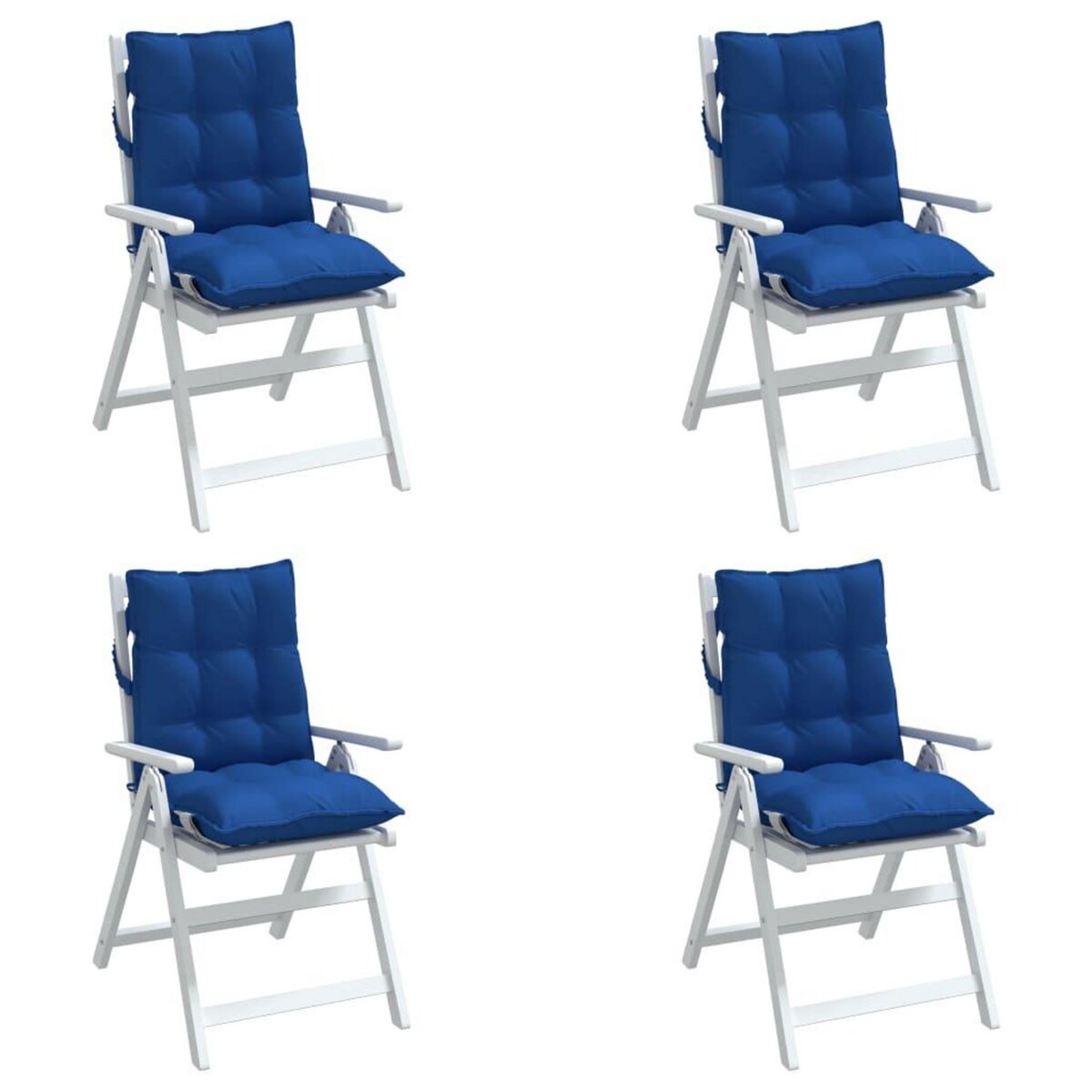 VIDAXL Coussins de chaise a dossier bas lot de 4 bleu royal