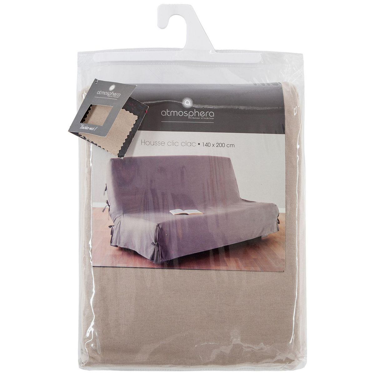 ATMOSPHERA Housse pour clic-clac à nouettes Olive - 140 x 200 cm - Couleur lin