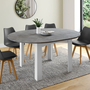Voir la diapositive 2 : ID MARKET Table à manger extensible ronde DONA 4-8 personnes blanc plateau effet béton 110-150 cm