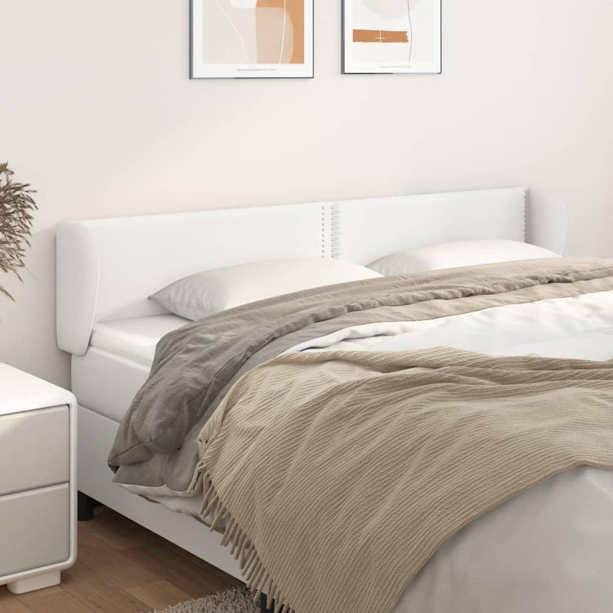 Voir la diapositive 1 : VIDAXL Tete de lit avec oreilles Blanc 203x23x78/88 cm Similicuir