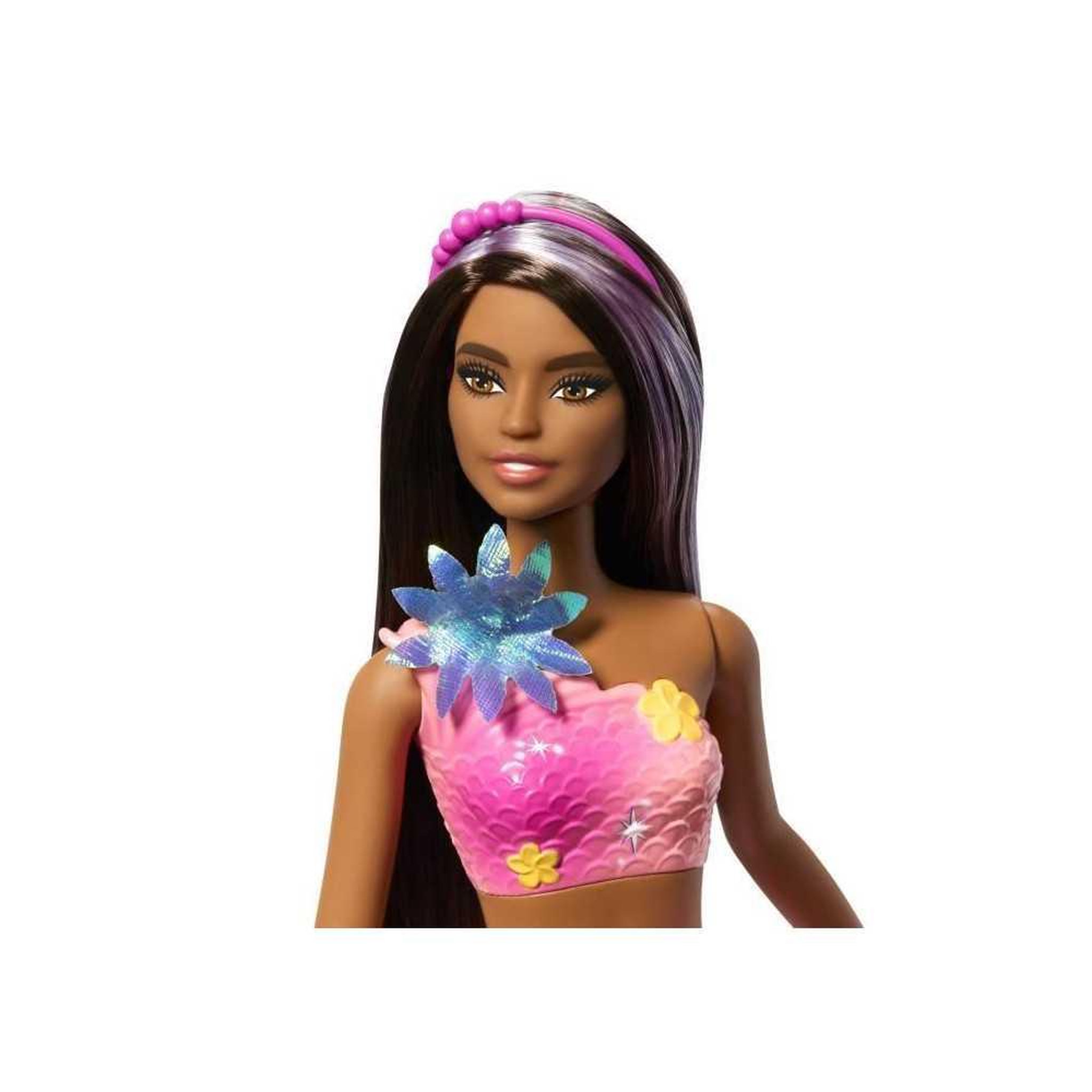 Voir la diapositive 2 : BARBIE Barbie - Sirene Fleur Magique - Poupée aux longs cheveux bruns - Barbie - JDM73