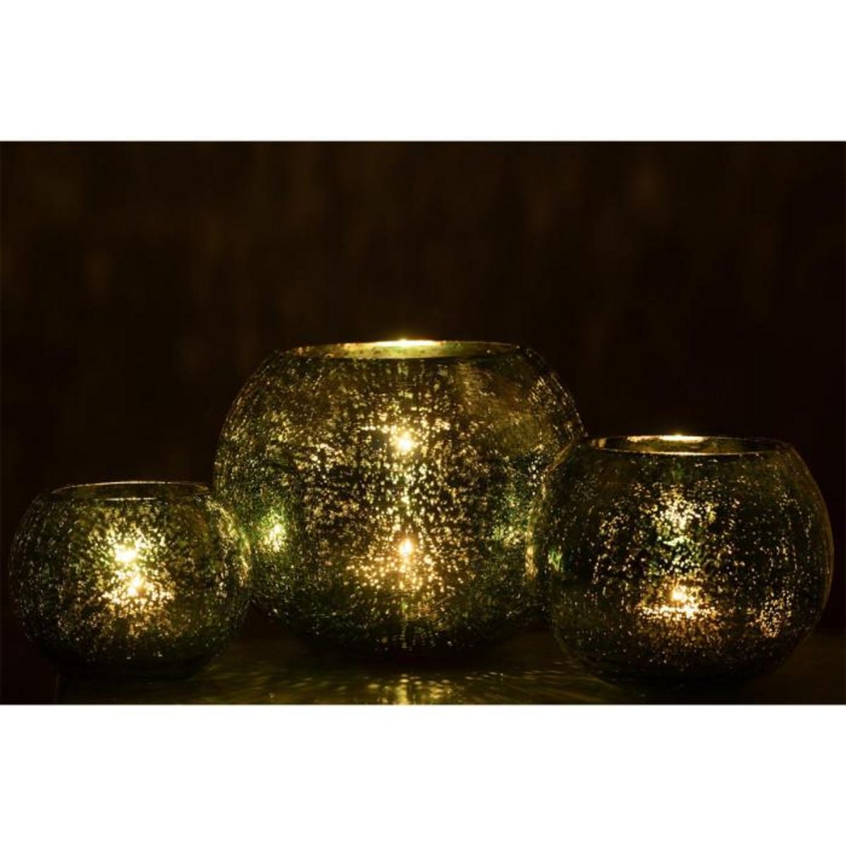 Paris Prix Photophore Boule en Verre  Craquelée  20cm Vert d'Eau