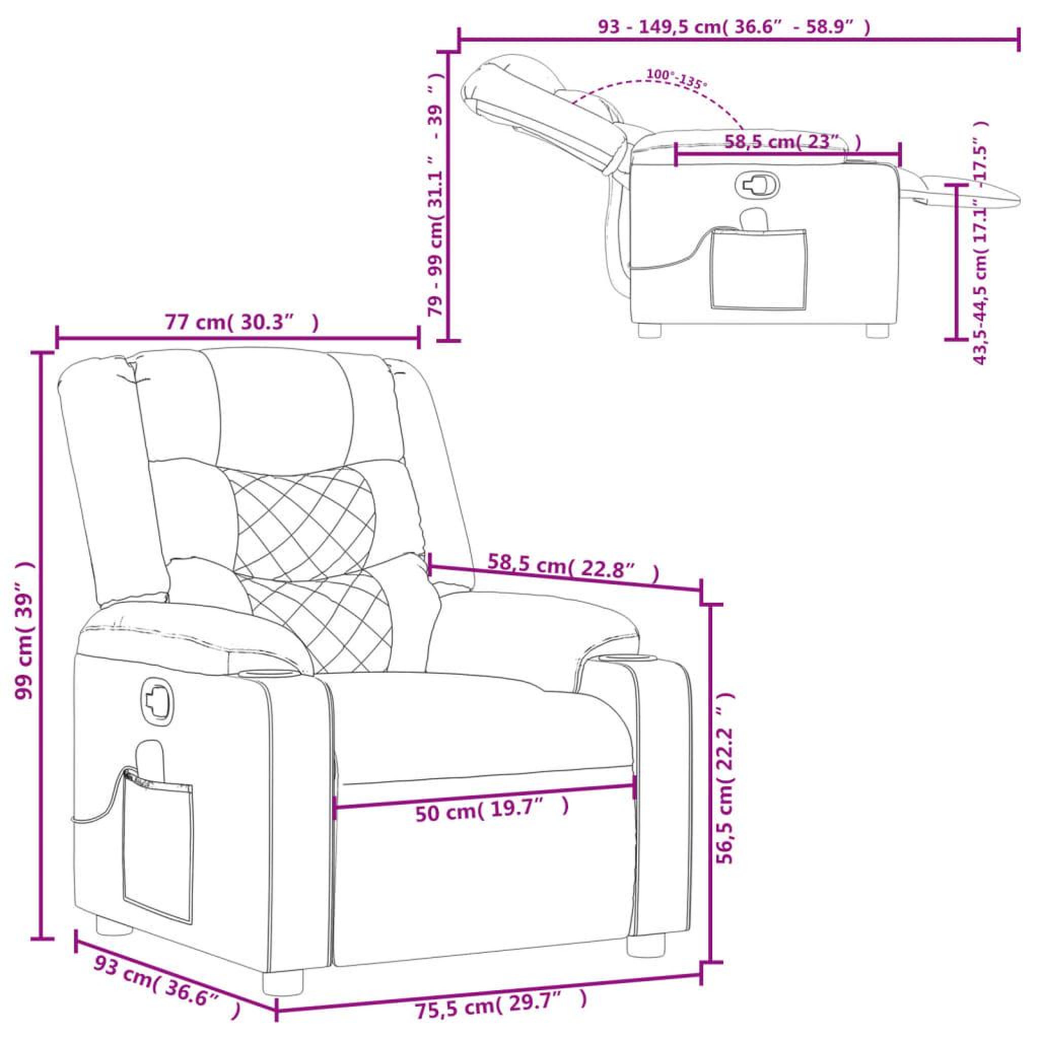 Voir la diapositive 6 : VIDAXL Fauteuil de massage inclinable Gris fonce Tissu