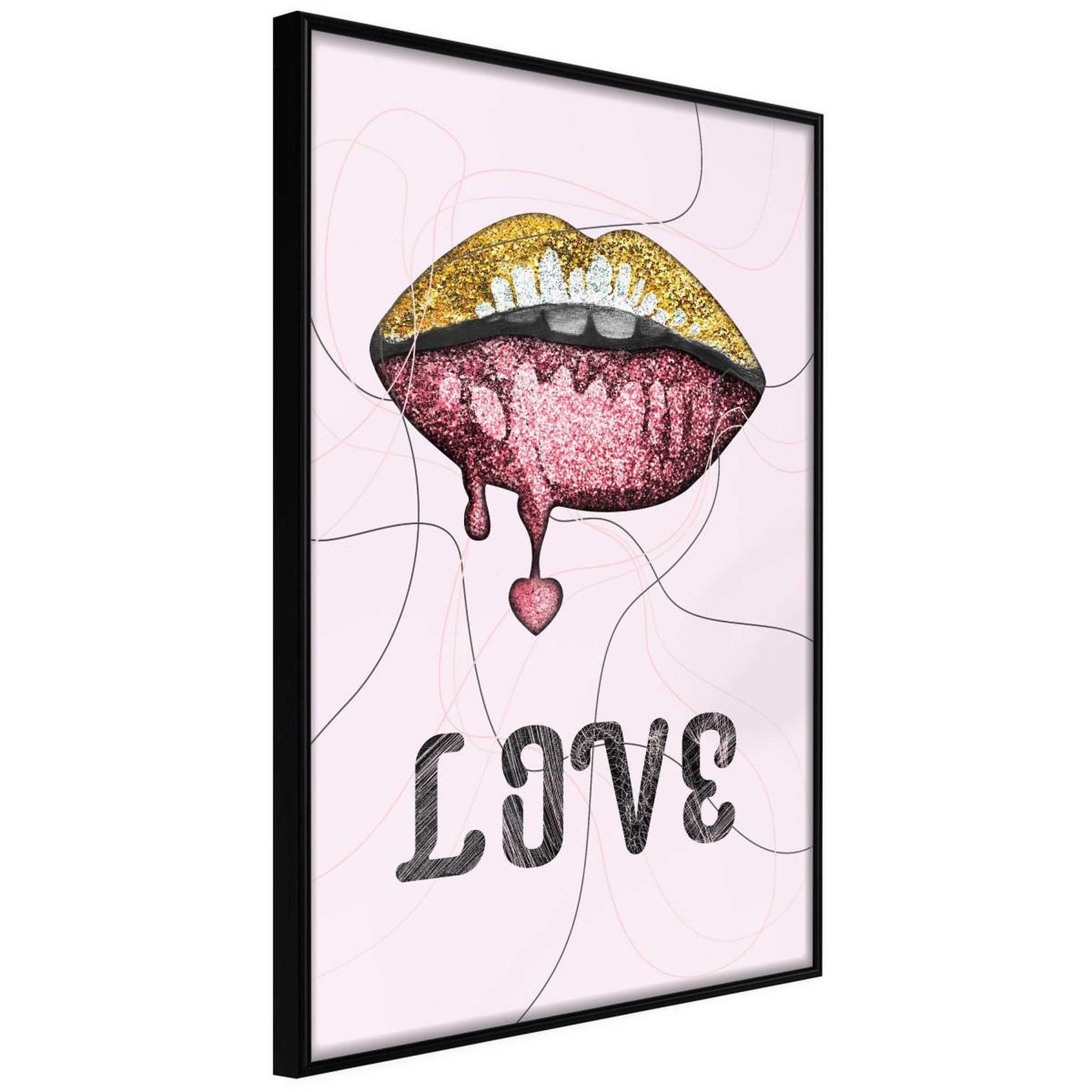 Paris Prix Affiche murale encadrée  lip gloss and love. Coloris disponibles : Noir, Jaune