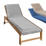 VIVEZEN Serviette de plage à rabat pour transat de bain, 100 % coton - 75 x 200 cm