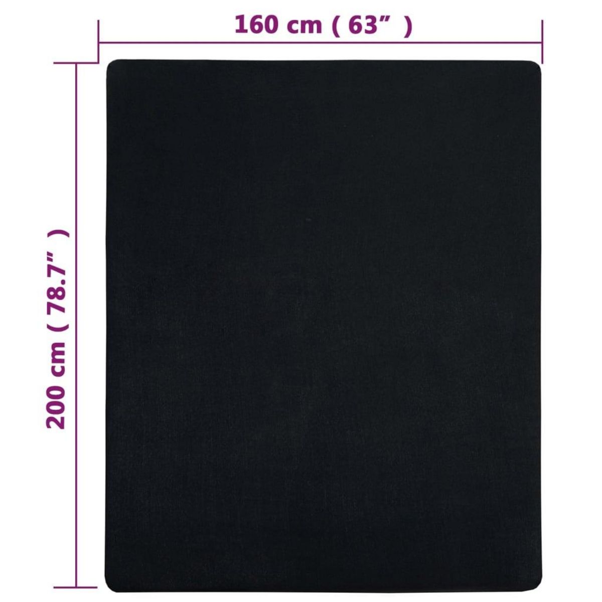 VIDAXL Draps-housses Jersey 2 pcs Noir 160x200 cm Coton