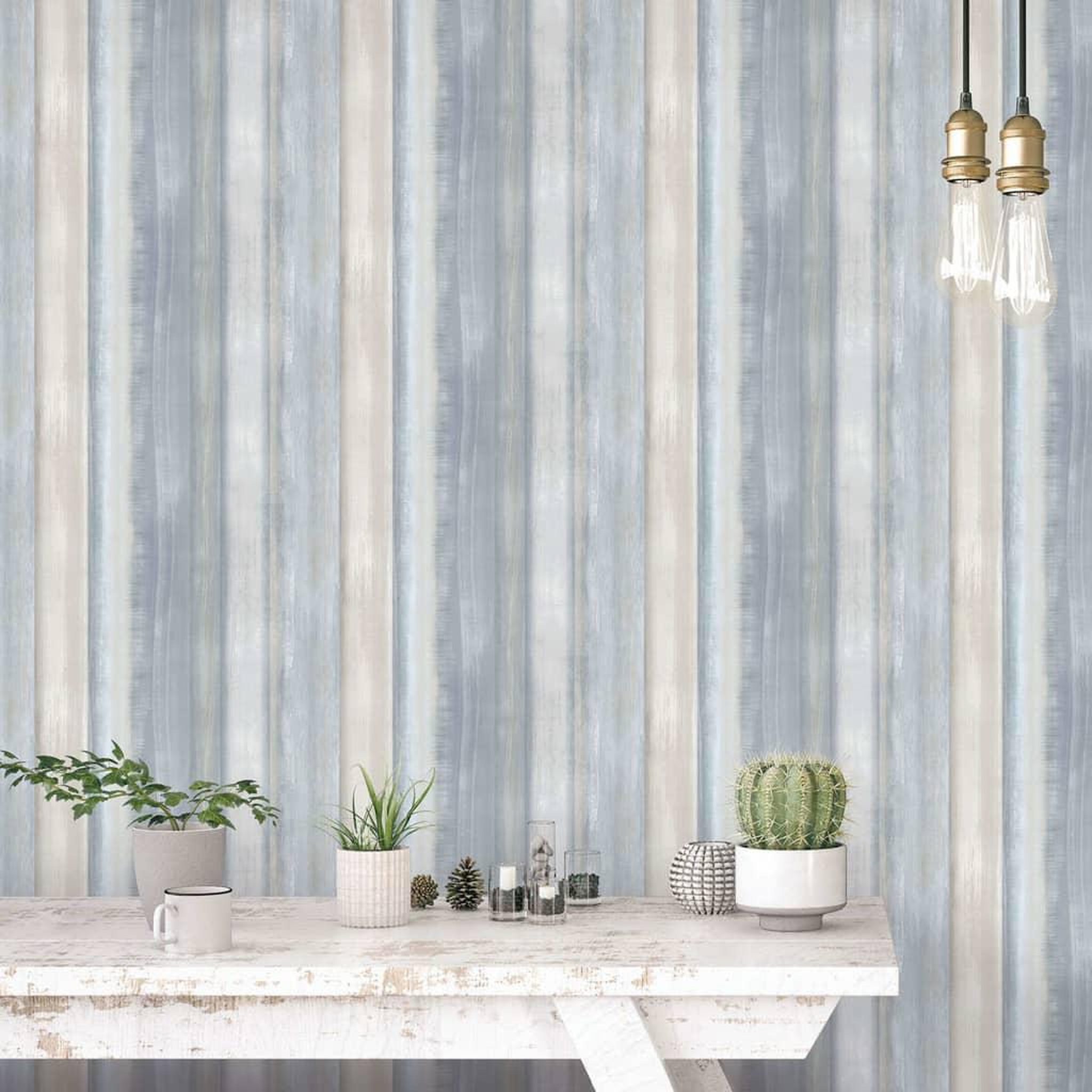 Voir la diapositive 1 : Noordwand Noordwand Papier peint Evergreen Gradient Stripes bleu