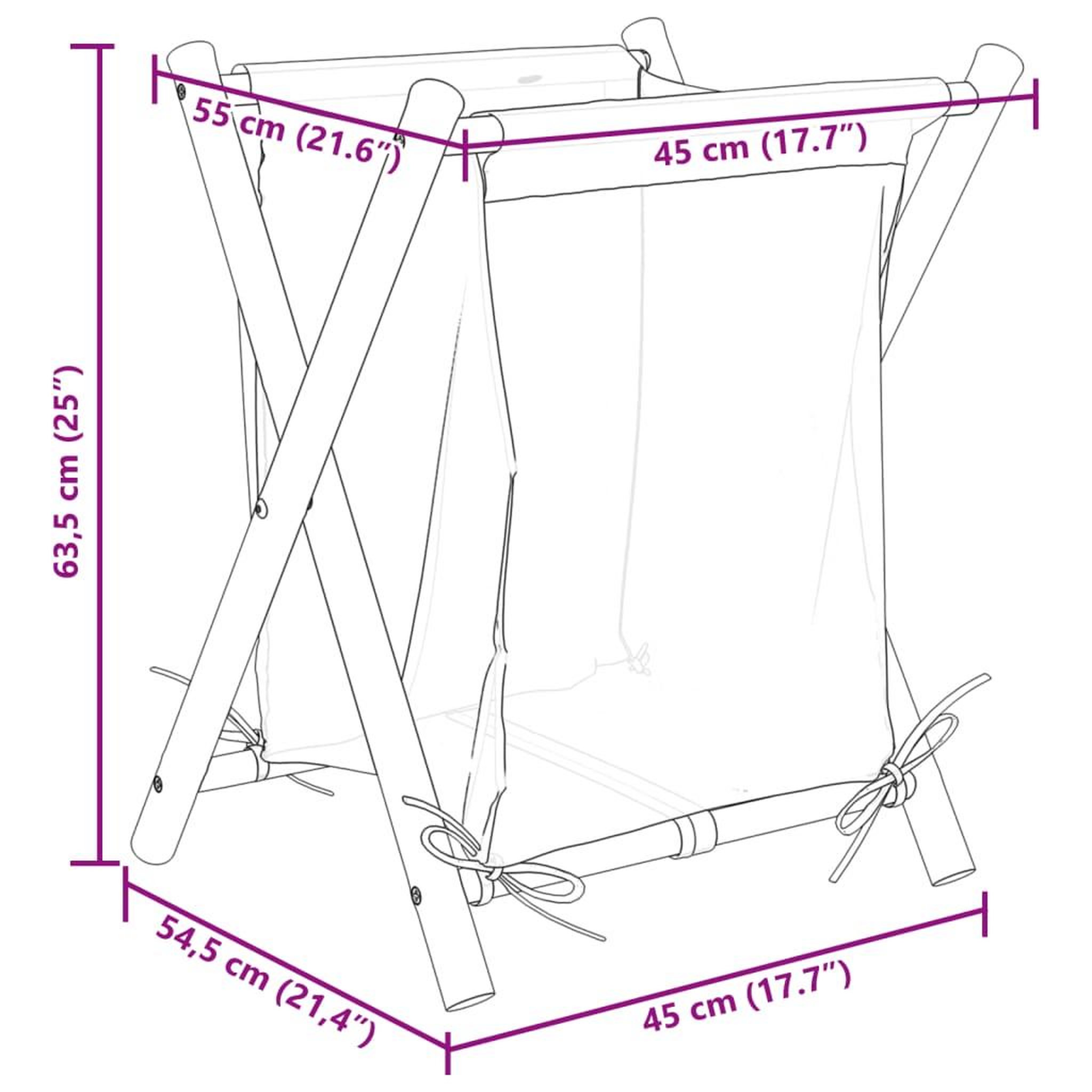 Voir la diapositive 6 : VIDAXL Panier a linge blanc creme 45x55x63,5 cm bambou