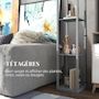 Voir la diapositive 4 : HOMCOM Lampadaire étagère lampe étagère 26L x 26l x 160H cm 3 étagères 4 niveaux MDF gris motif nid d'abeille