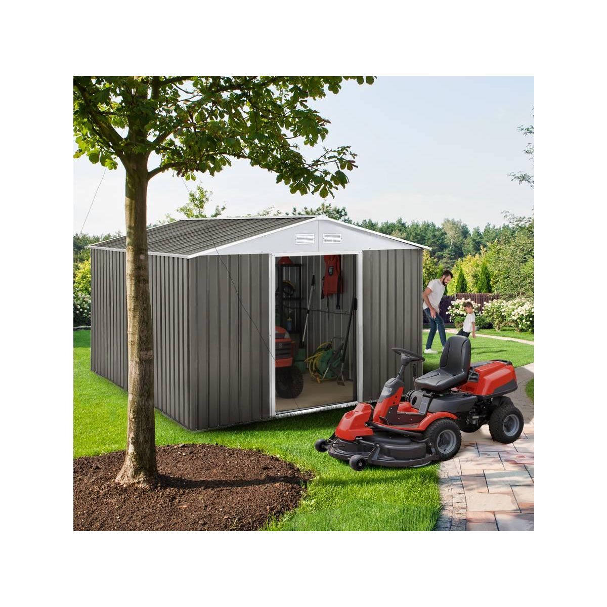 Habitat et Jardin Abri jardin métal  Dallas  - 8,84 m² - Taupe