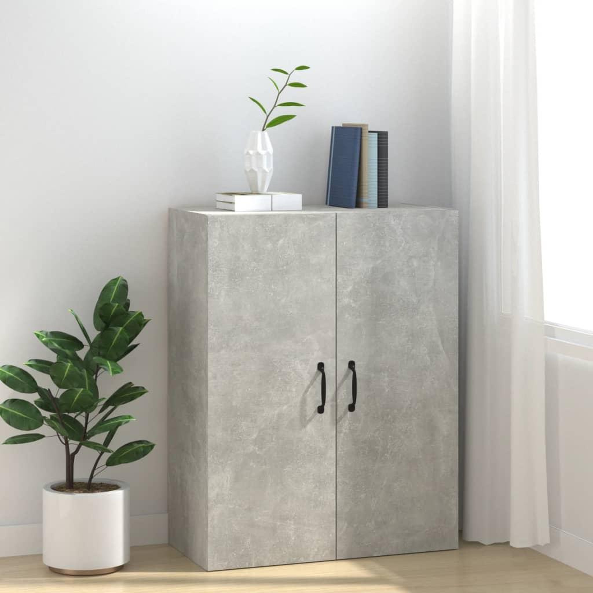 Voir la diapositive 3 : VIDAXL Armoire suspendue Gris beton 69,5x34x90 cm Bois d'ingenierie