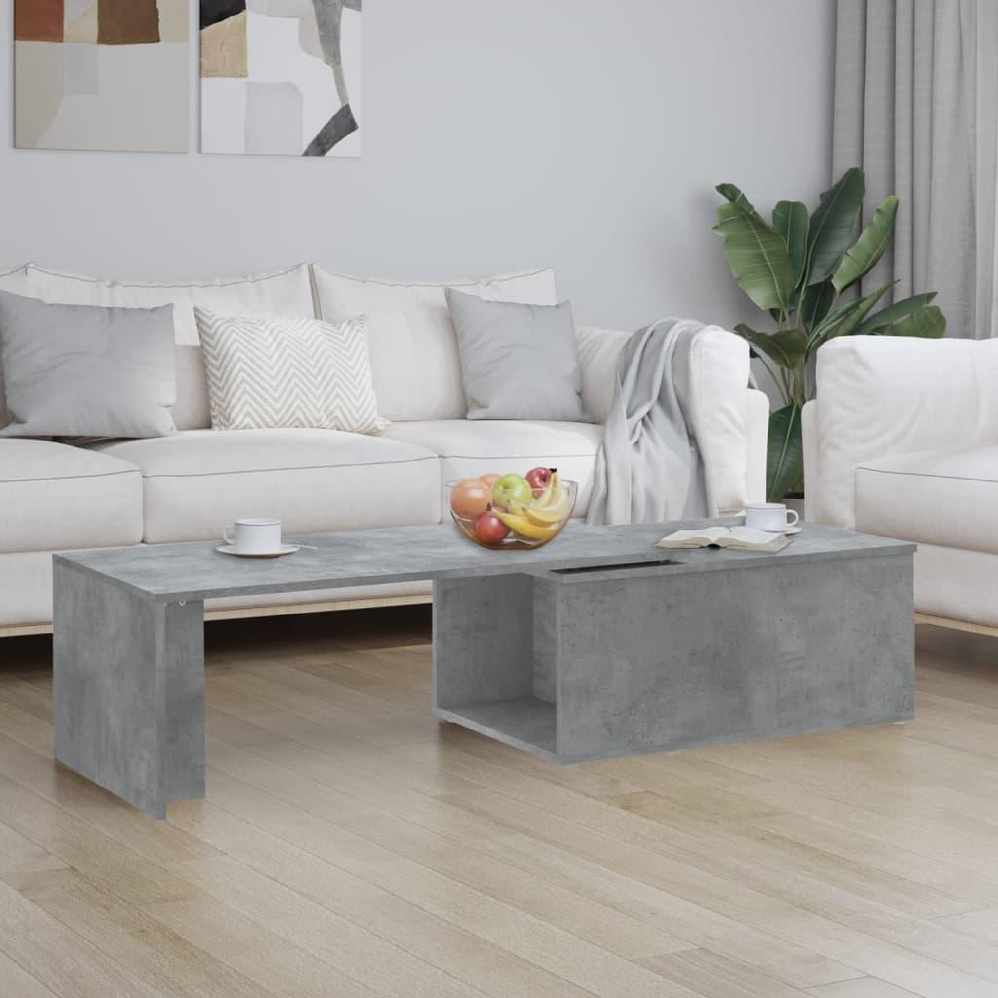 VIDAXL Table basse gris beton 150x50x35 cm bois d'ingenierie