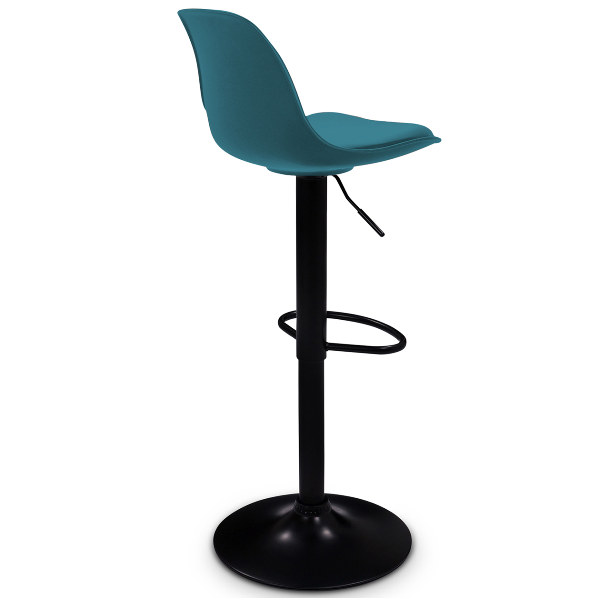 Voir la diapositive 4 : ID MARKET Lot de 2 tabourets de bar karl design bleu canard pied noir