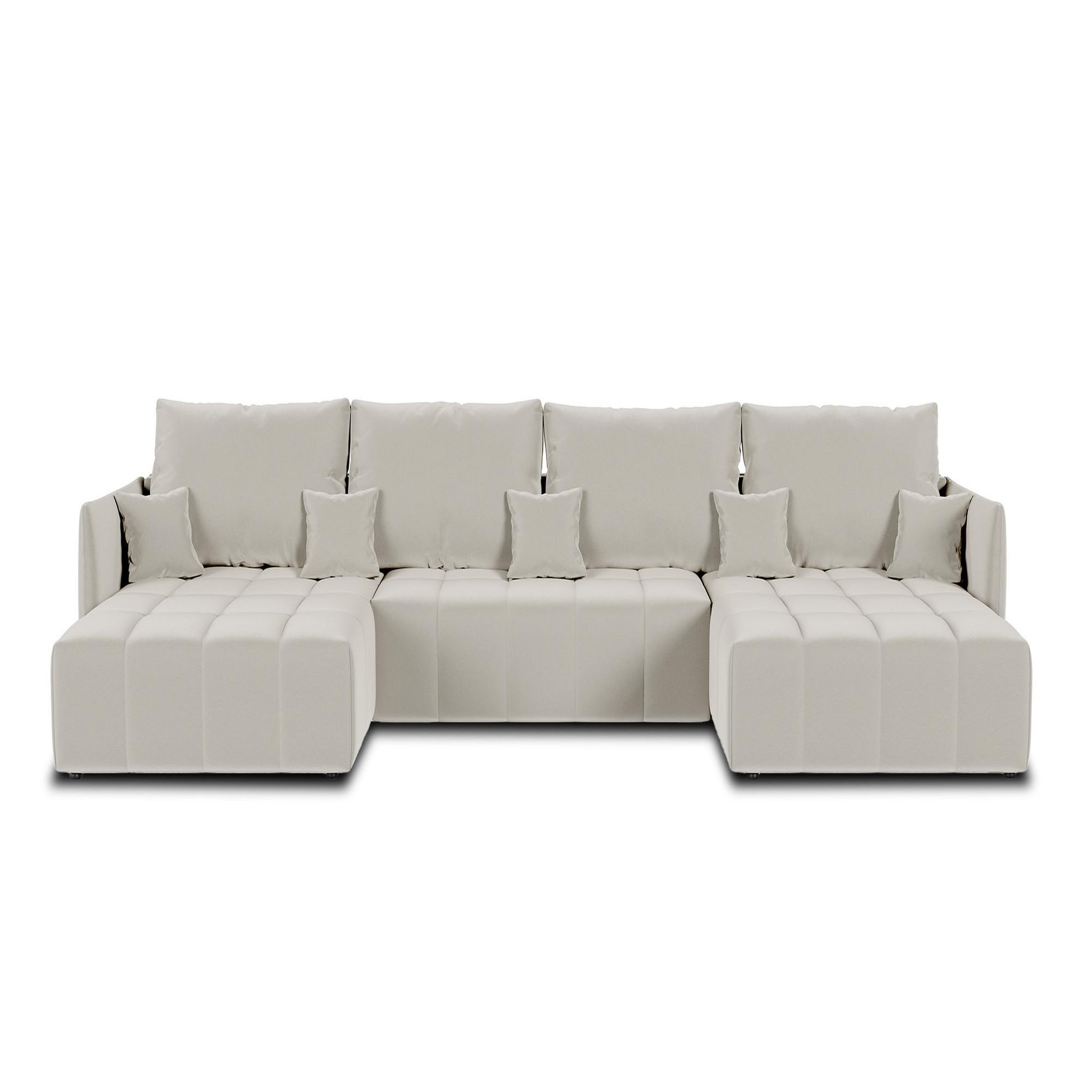 Voir la diapositive 1 : BEST MOBILIER Petra - canapé panoramique en u - 7 places - convertible - avec coffre - en velours