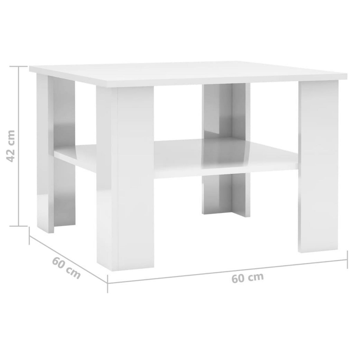 VIDAXL Table basse Blanc brillant 60x60x42 cm Bois d'ingenierie