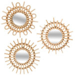 ATMOSPHERA Lot de 3 miroirs rotin soleil D28