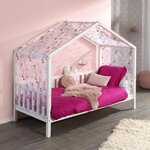 Paris Prix Pack - Lit Enfant Cabane, Barrière & Voile  Dallas II  90x200cm Blanc