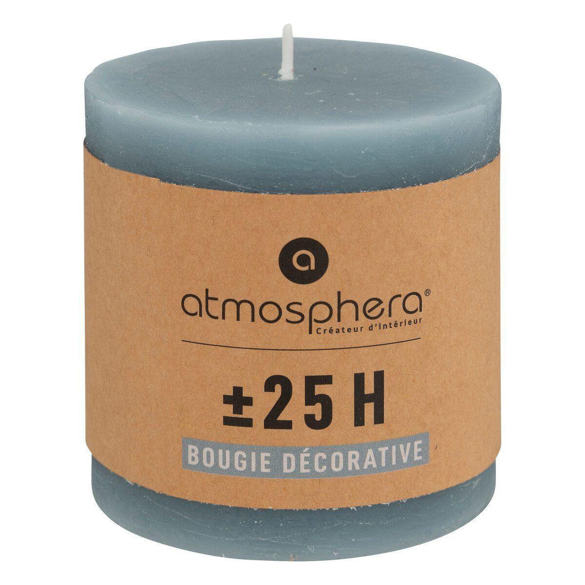 Voir la diapositive 2 : ATMOSPHERA Bougie ronde  rustic  7cm bleu orage