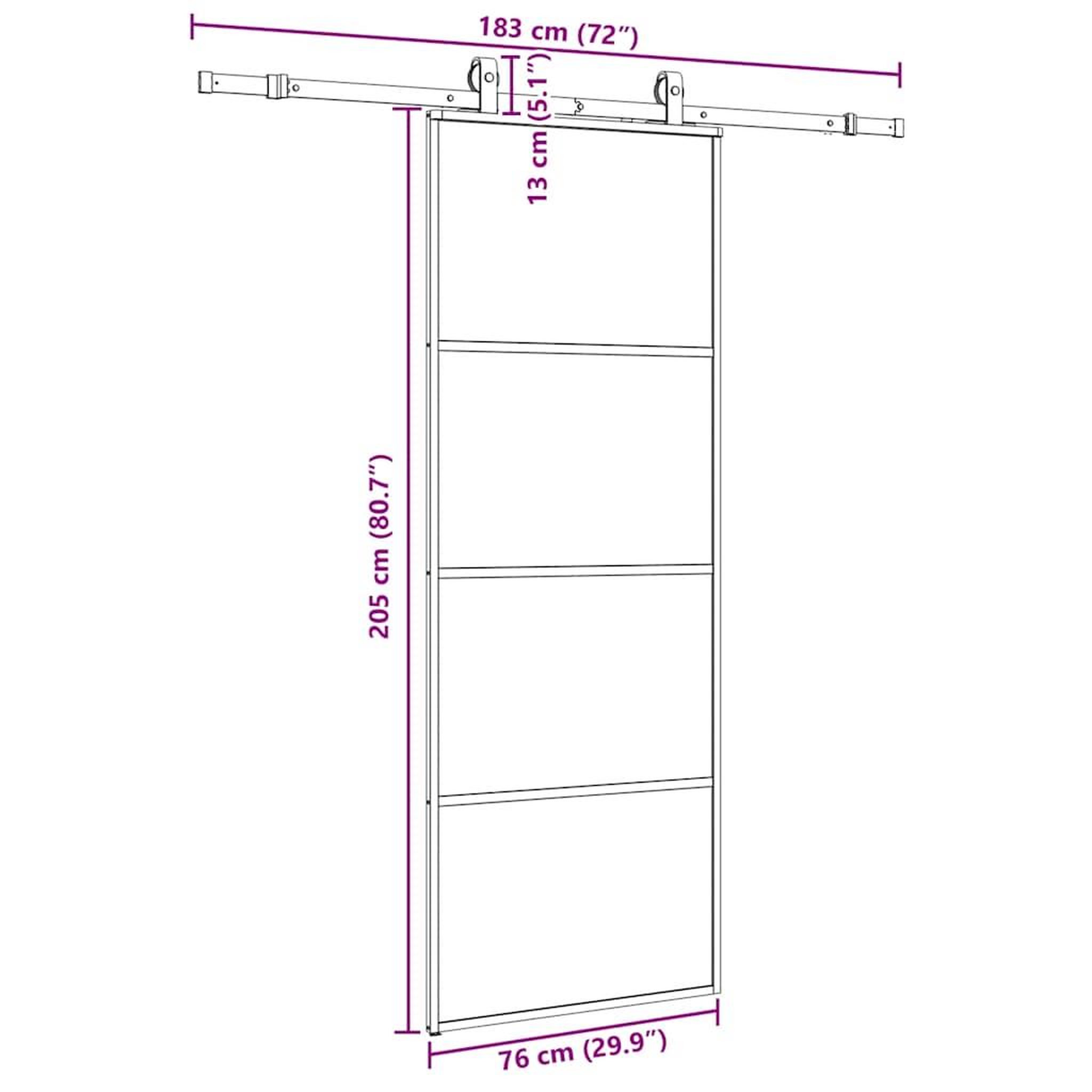 Voir la diapositive 6 : VIDAXL Porte coulissante kit de quincaillerie noir 76x205 cm verre ESG