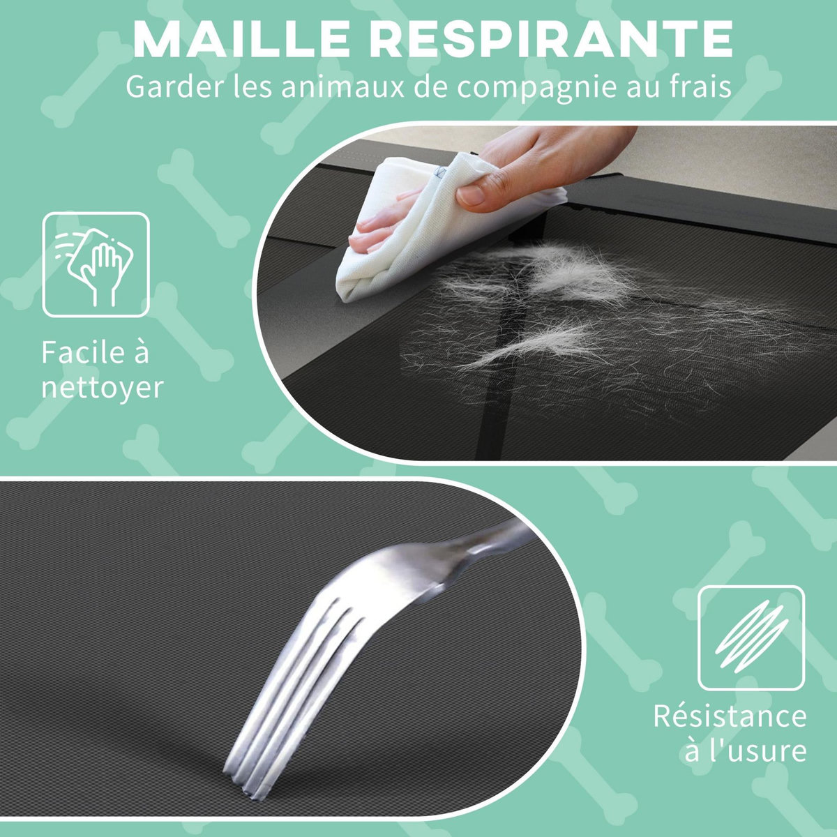 PAWHUT Lit chien sur pied avec voile ombrage - 106 x 76 x 94 cm - sac de transport - gris