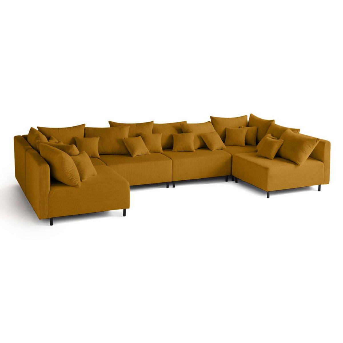 LISA DESIGN Edinburg - canapé modulable panoramique 6 places - en velours côtelé