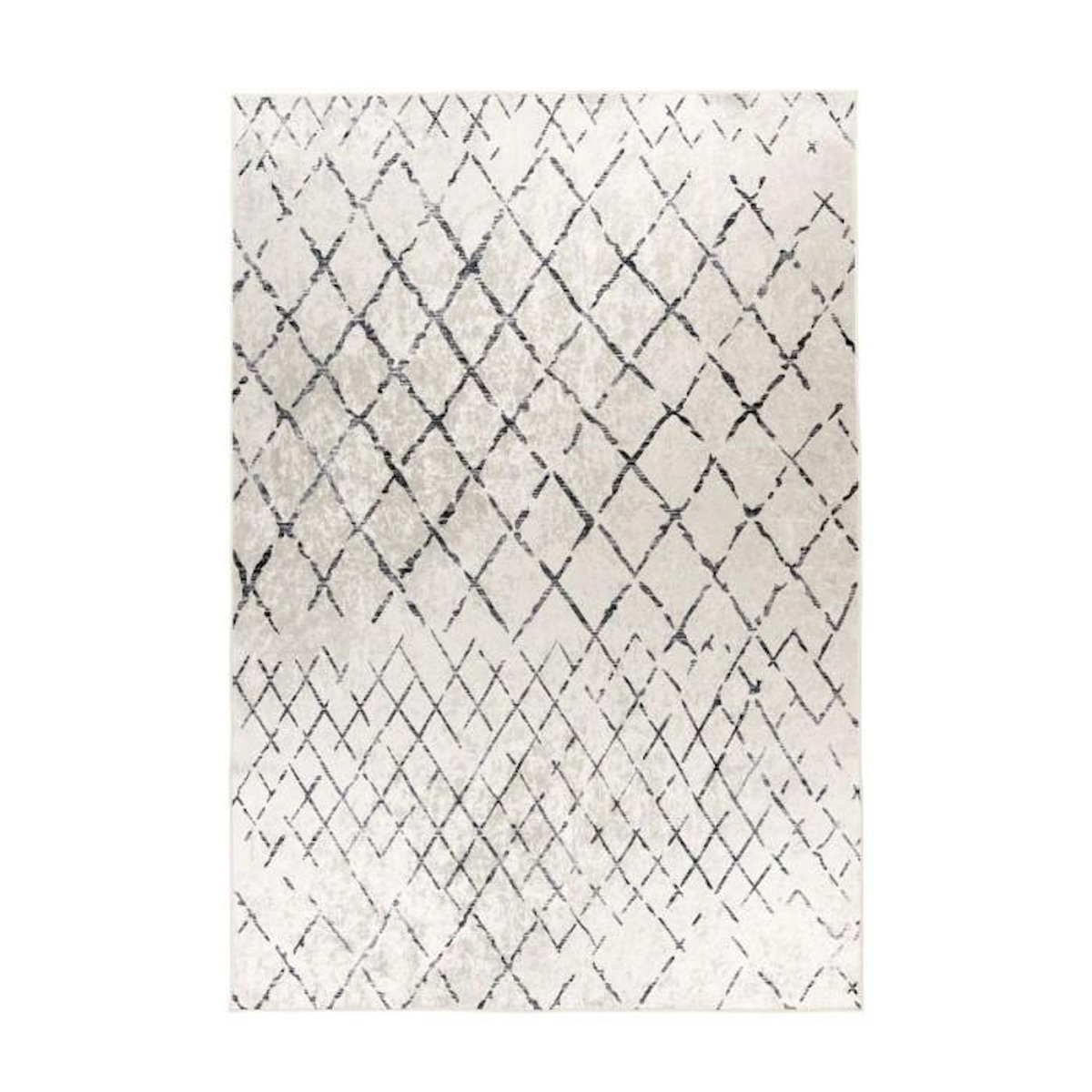 Paris Prix Tapis Vintage à Poils Courts  Sally  Ivoire & Noir