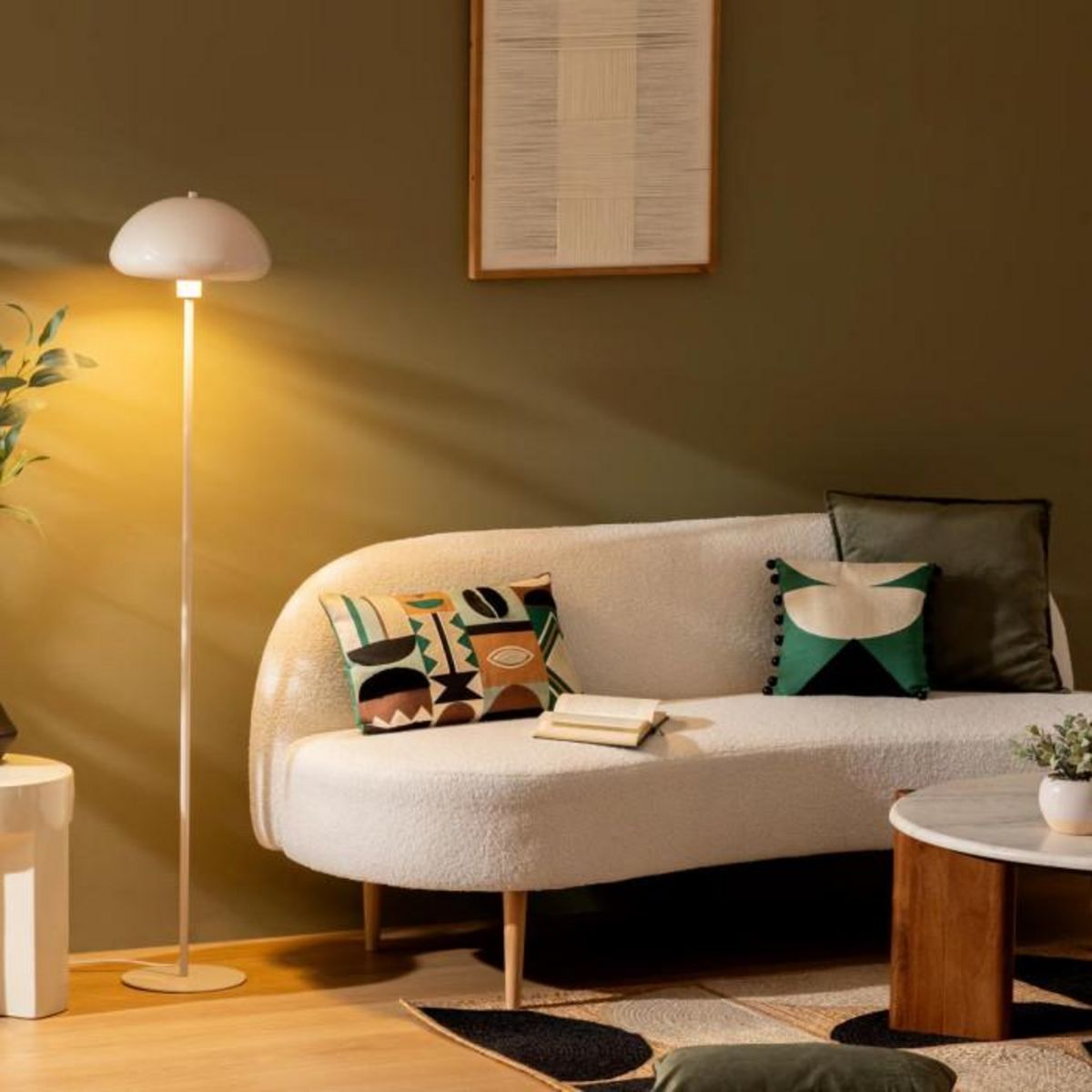 ATMOSPHERA Lampadaire Droit Champignon  Savio  140cm Beige