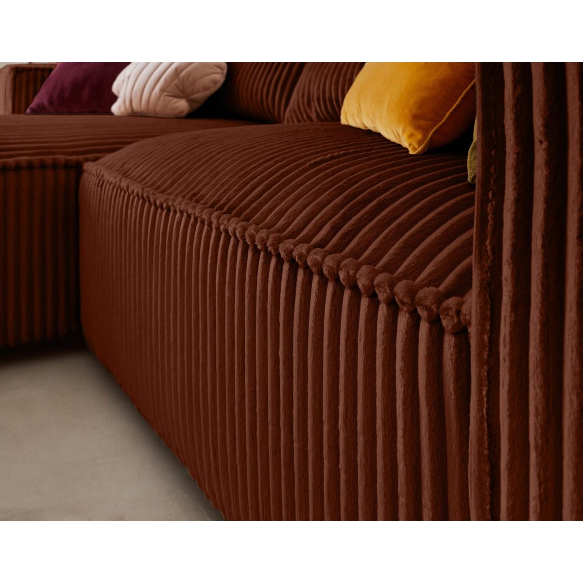 LISA DESIGN Ela - canapé d'angle gauche - 4 places - en velours côtelé grosses côtes