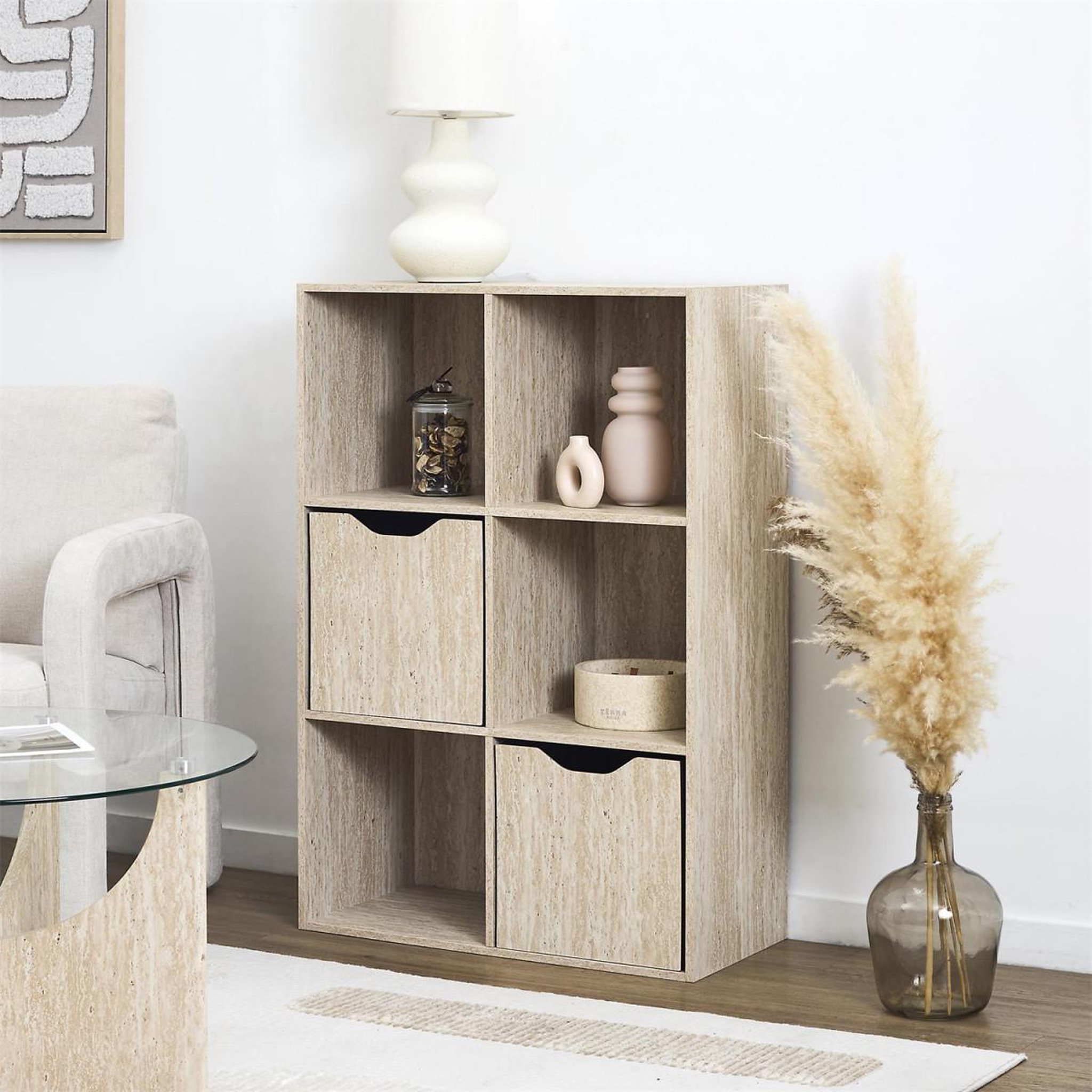 Voir la diapositive 6 : The Home Deco Factory Étagère modulable 6 cases  pietra  66cm beige