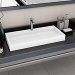 VIDAXL Lavabo 100x46x11 cm Fonte minerale/marbre Blanc